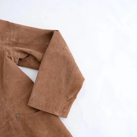 Vintage BUM Equipment Tan Suede Leather Button Up Jacket Size XL - Picture 5 of 13